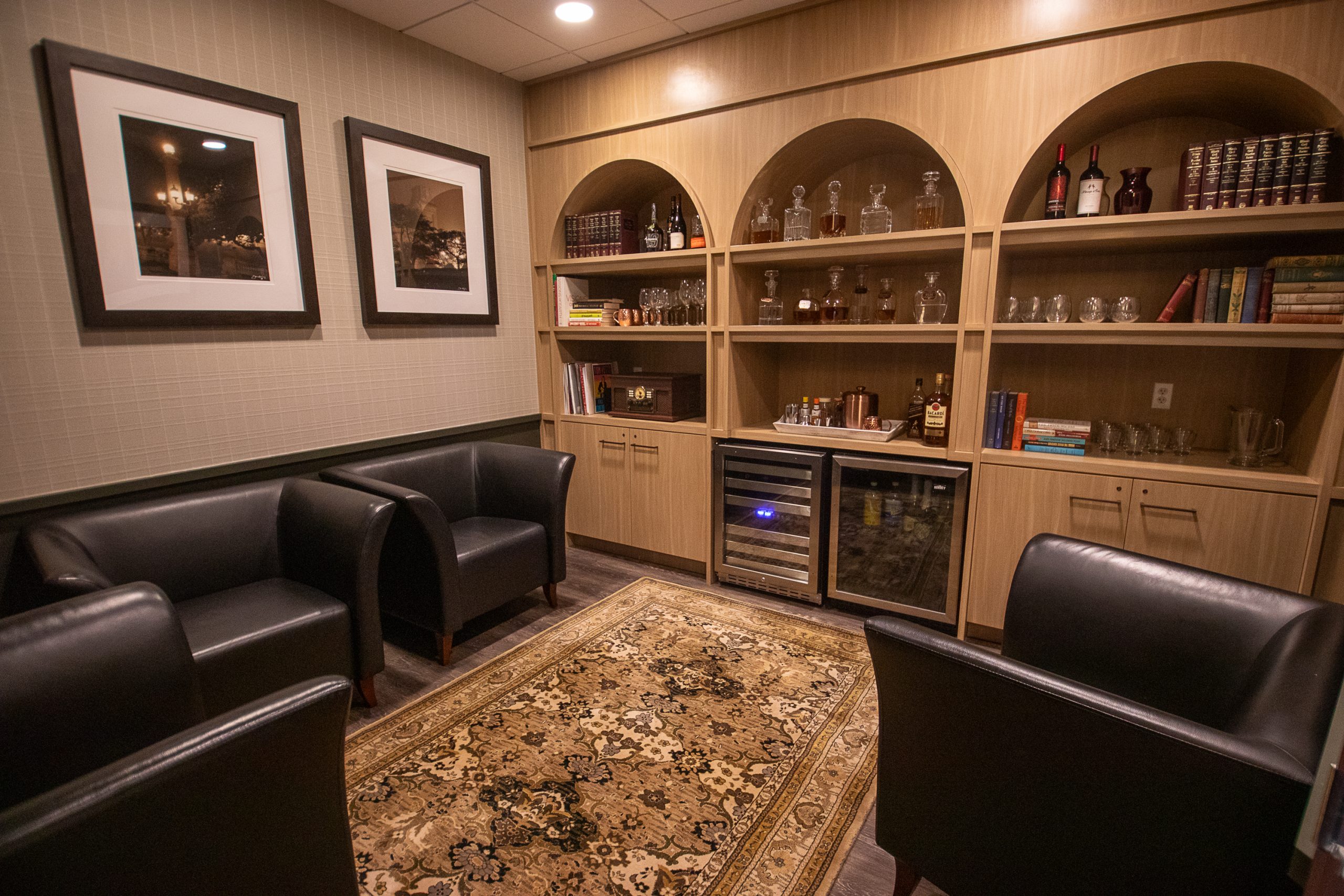 Amata Cognac Room at 181 W Madison — premium attorney lounge with curated spirits Chicago